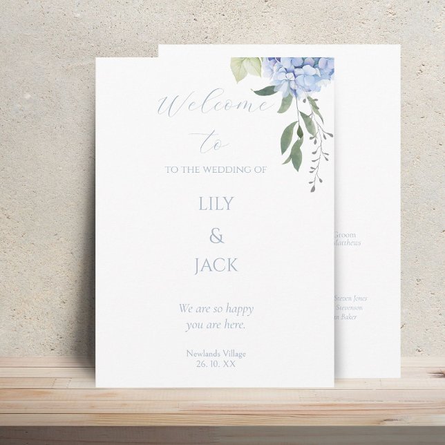 Blue & White Floral Hydrangea Wedding Program (Creator Uploaded)