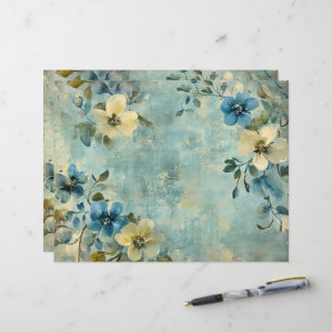 Blue White Floral Junk Journal Scrapbook Paper