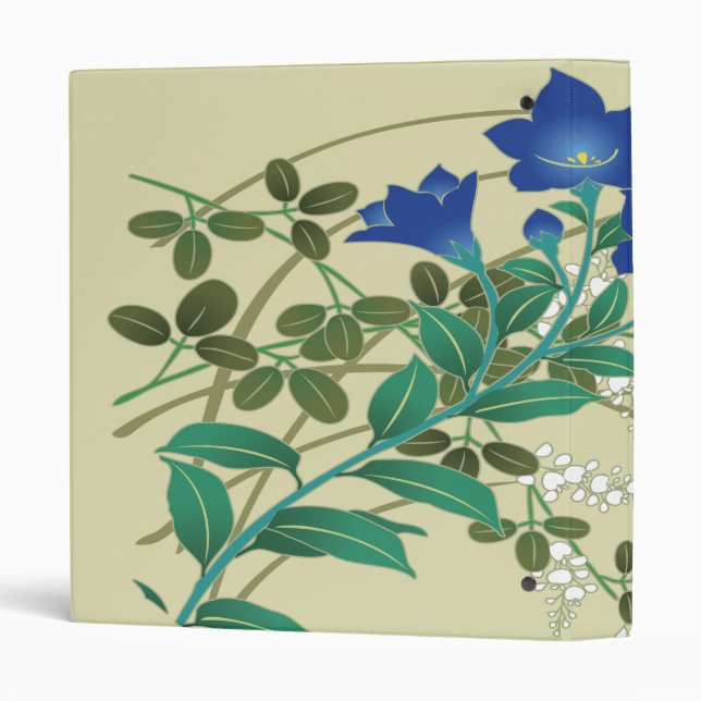 Blue & White Floral Kimono Japanese Fine Art Binder (Back/Spine)