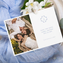 Blue & White Floral Monogrammed Wedding Flat