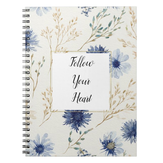 Blue White Floral   Notebook (Front)