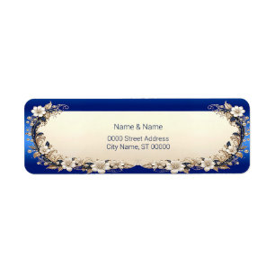 Blue White Floral Return Address Label