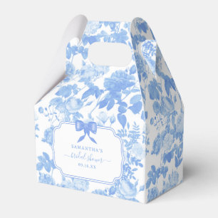 Blue White Floral Roses Chinoiserie Bridal Shower  Favor Box