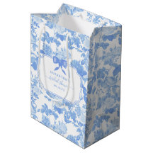 Blue White Floral Roses Chinoiserie Bridal Shower