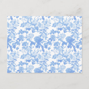 Blue White Floral Roses French Chinoiserie Pattern Postcard