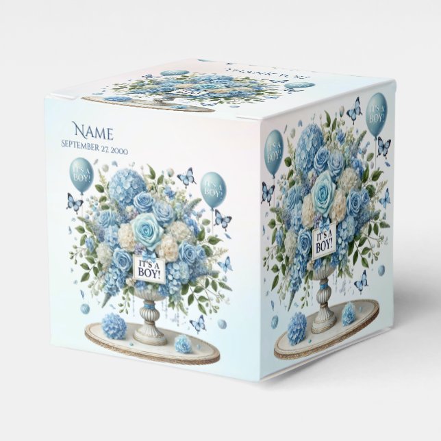 Blue White Floral Vase Favour Box (Front Side)