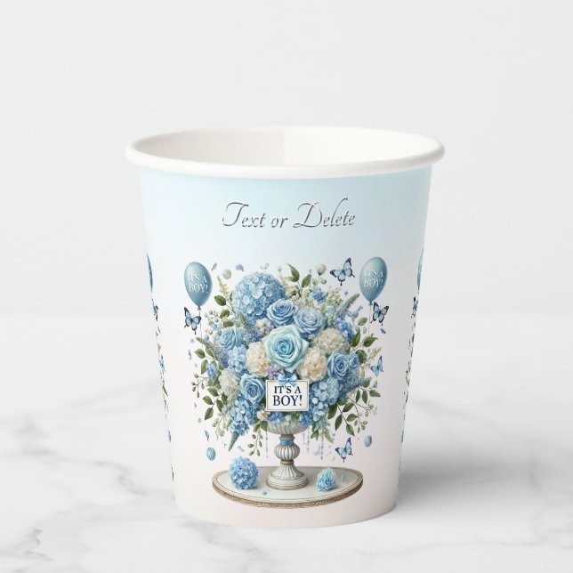 Blue White Floral Vase Paper Cups (Left)