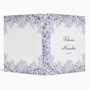 Blue White Floral Wedding Album Binder