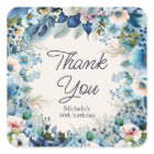 Blue White Floral Women's Birthday Thank You