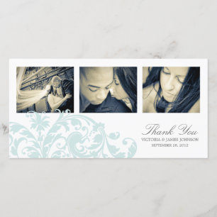 BLUE & WHITE FLOURISH   WEDDING THANK YOU CARD
