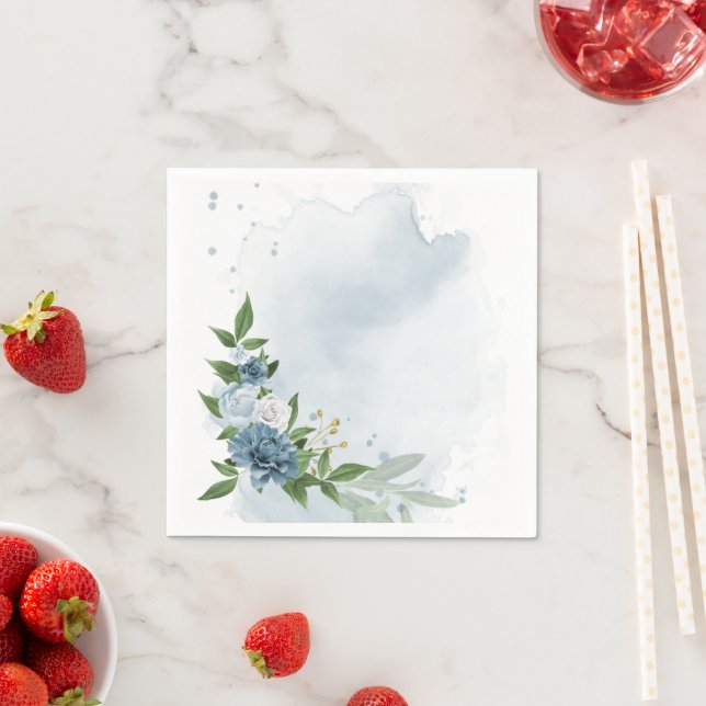 blue & white flowers botanical napkin (Insitu)