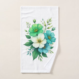 Blue White Flowers Bouquet-57453 Hand Towel
