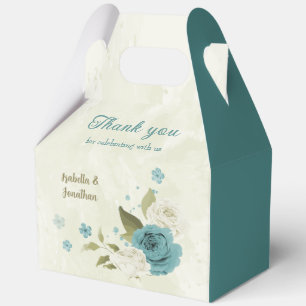 blue white flowers greenery wedding favor box