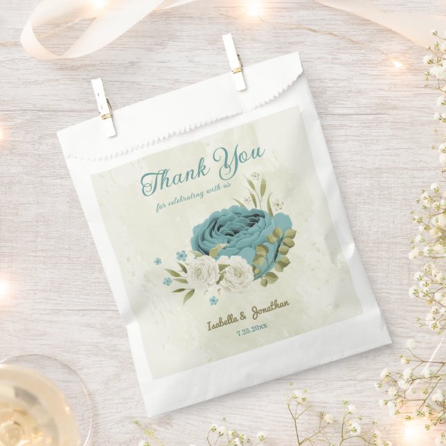 blue white flowers greenery wedding favour bag (Clipped)