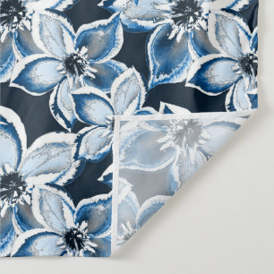 Blue, white flowers on a black background. Tapestry