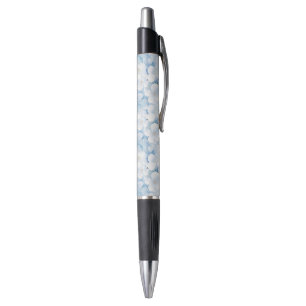 Blue White Flowers Stripes Pen