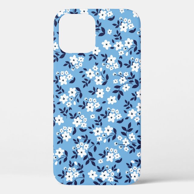 Blue, White Flowers: Vintage Case-Mate iPhone Case (Back)