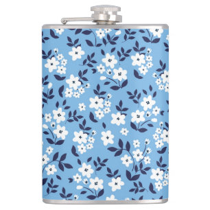 Blue, White Flowers: Vintage Hip Flask