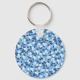 Blue, White Flowers: Vintage Keychain