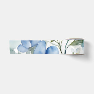 Blue White Flowers Watercolor Chic Satin Ribbon