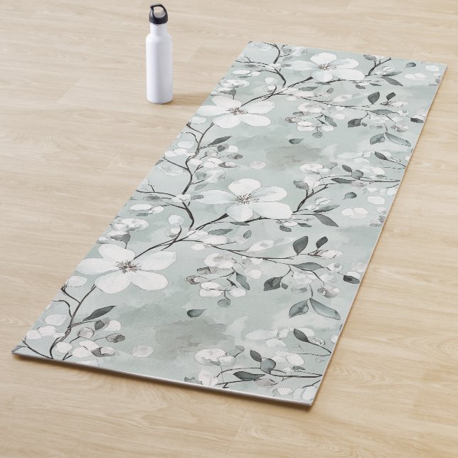 Blue White Flowers  Yoga Mat (In Situ)