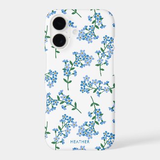 Blue White Forget Me Not Floral Pattern