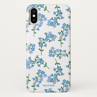 Blue White Forget Me Not Floral Pattern Case-Mate iPhone Case