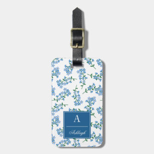 Blue White Forget Me Not Pattern Luggage Tag