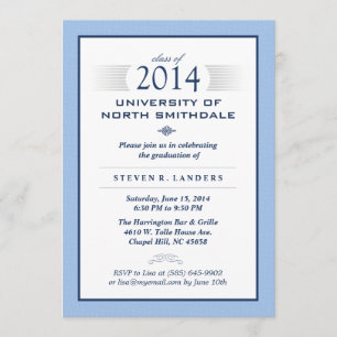 Blue & White Formal Graduation Party Invite