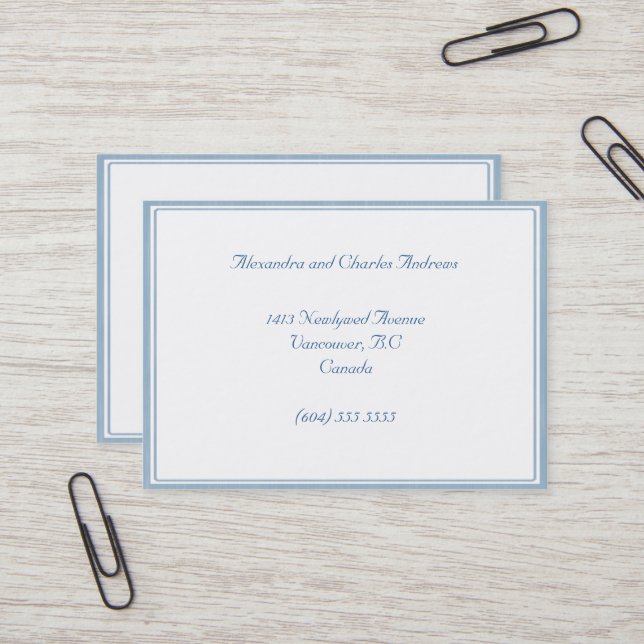 Blue/ White Frame New Address  Notification Card (Front/Back In Situ)