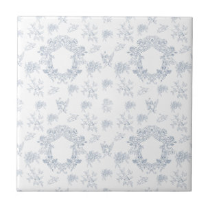 Blue White French Toile Pattern Tile