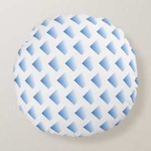 Blue White Geometric Abstract Round Pillow