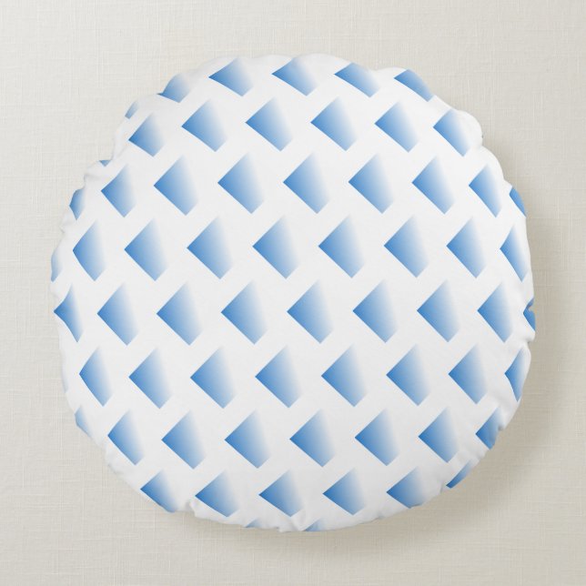 Blue White Geometric Abstract Round Pillow (Front)