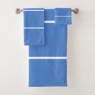 Blue White Geometric Lines Bath Towel Set