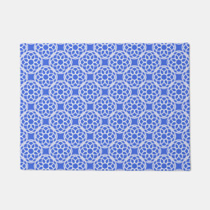 Blue White Geometric Seamless Pattern Doormat