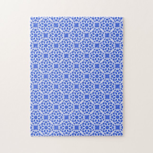 Blue White Geometric Seamless Pattern Jigsaw Puzzle (Vertical)