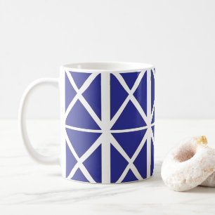 Blue White Geometric Triangle Pattern    Coffee Mug