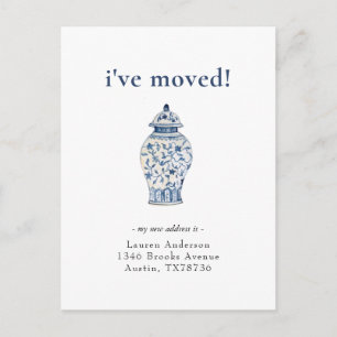 Blue & White Ginger Jar Moving announcement Postcard