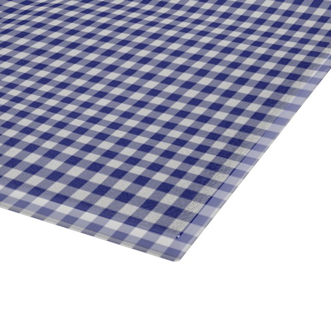 Blue-White Gingham-15 x 11 GLASS CUTTING BOARD (Corner)