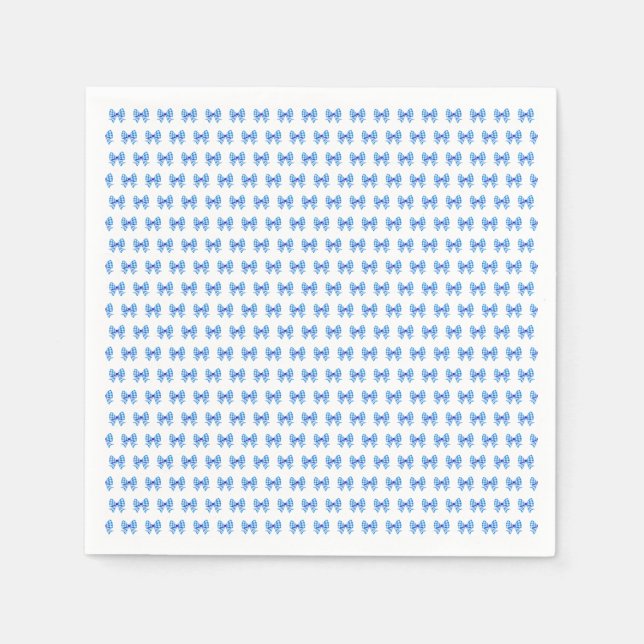 Blue-white gingham bow pattern napkin (Front)