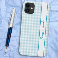 Blue White Gingham Check Custom Case-Mate