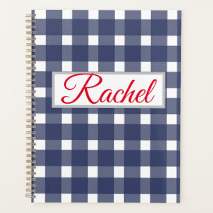 Blue White Gingham Personalized Planner
