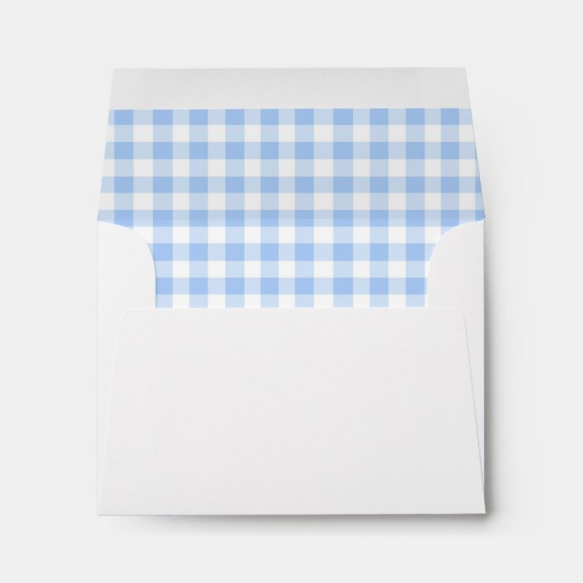 Blue & White Gingham Return Address  Envelope (Back (Bottom))