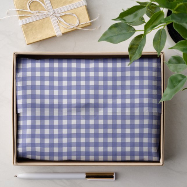 Blue White Gingham Tissue Paper (Gift)