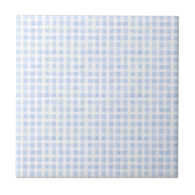 Blue & White Gingham Vintage Design Tile (Front)