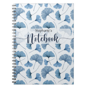 Blue & White Gingko plant  Spiral Photo Notebook
