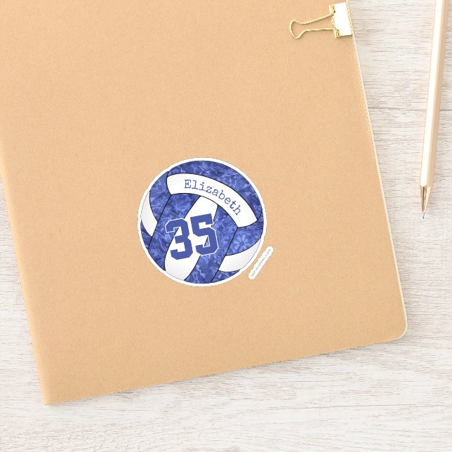 blue white girly volleyball school team colors (Notebook)