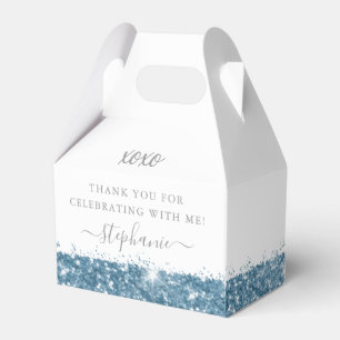 Blue White Glitter Confetti Thank You Favor Box