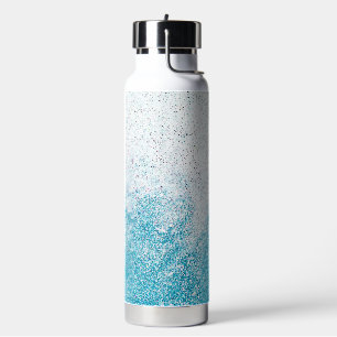 Blue & White Glitter Ombre Water Bottle