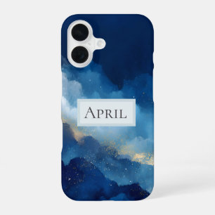 Blue, White & Gold Abstract  iPhone 16 Case